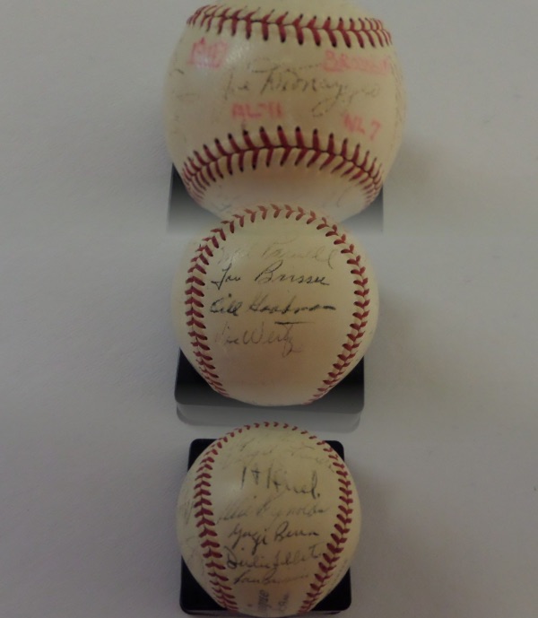This vintage off. NL (Ford Frick) ball has been signed in black inks by 19 members of this All-Star squad.  Included are HUGE names like JOE DIMAGGIO, DOM DIMAGGIO, KELL, RASCHI,ED ROBINSON, STEPHENS,JOOST,PARNELL,BRISSIE, GOODMAN,WERTZ, TEBBETS. YOGI, REYNOLDS,TRUCKS,KELLNER,RUEL,ETC.  Comes with a hologrammed COA from Joe Dimaggio Estate for guaranteed authenticity. Sig's VG+/EX overall and NICE!