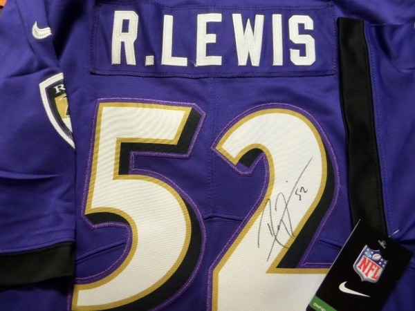 This GORGEOUS authentic purple Ravens jersey comes signed by the best LB they ever had wonderfully with his number included. Guaranteed authentic and retails well into the mid-high hundreds. WOW!