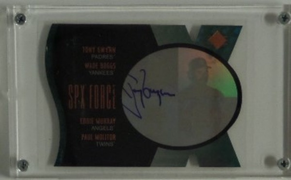 This 1997 Upper Deck SPX Force baseball card is still in NM/MT and slabbed in a nice screw down holder.  It comes blue sharpie-signed by HOF'er and 8 time batting champ, Tony Gwynn, is numbered 91/100 on the back, and the card in and of itself works as it's own COA for absolute authenticity.  With Gwynn no longer with us, retail is low thousands, so get in on our paltry minimum bid!