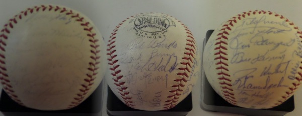 This beautiful Official National League Baseball from Spalding, though very old, is still in fabulous shape, and comes hand-signed all over by 31 members of the '65 Giants.  Stars Orlando Cepeda and Felipe Alou both reside on the sweet spot, with names like Mays, Marichal, McCovey, Warren Spahn, Mateo Alou, Hal Lanier, Randy Hundley, Dick Schofield, Jim Davenport, Tom Haller, Ollie Brown, Tito Fuentes and many more, with signatures grading anywhere from 4's to 7's on this stunning baseball, valued into the low thousands, especially with--count 'em--FIVE deceased HOF'ers present!!!!
