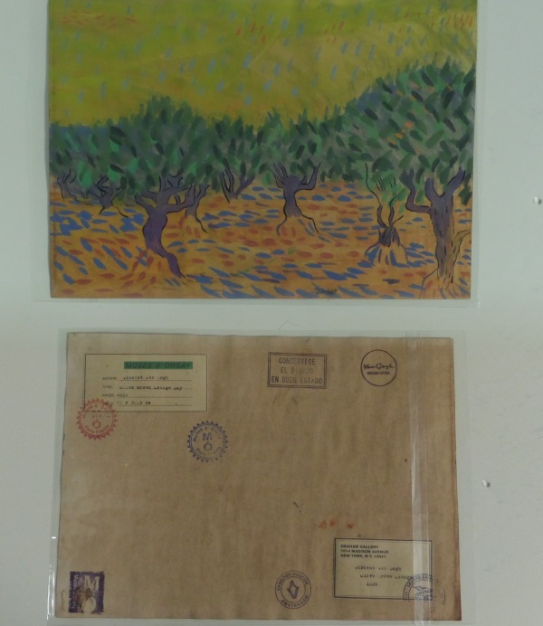 This high value work shows a colorful Olive Field, is dated from 1889, and comes hand signed by the long gone Master. It is a super landscape work, measures near 9x13 in size, and has a bunch of remaining gallery stamps on the back side for provenance. 